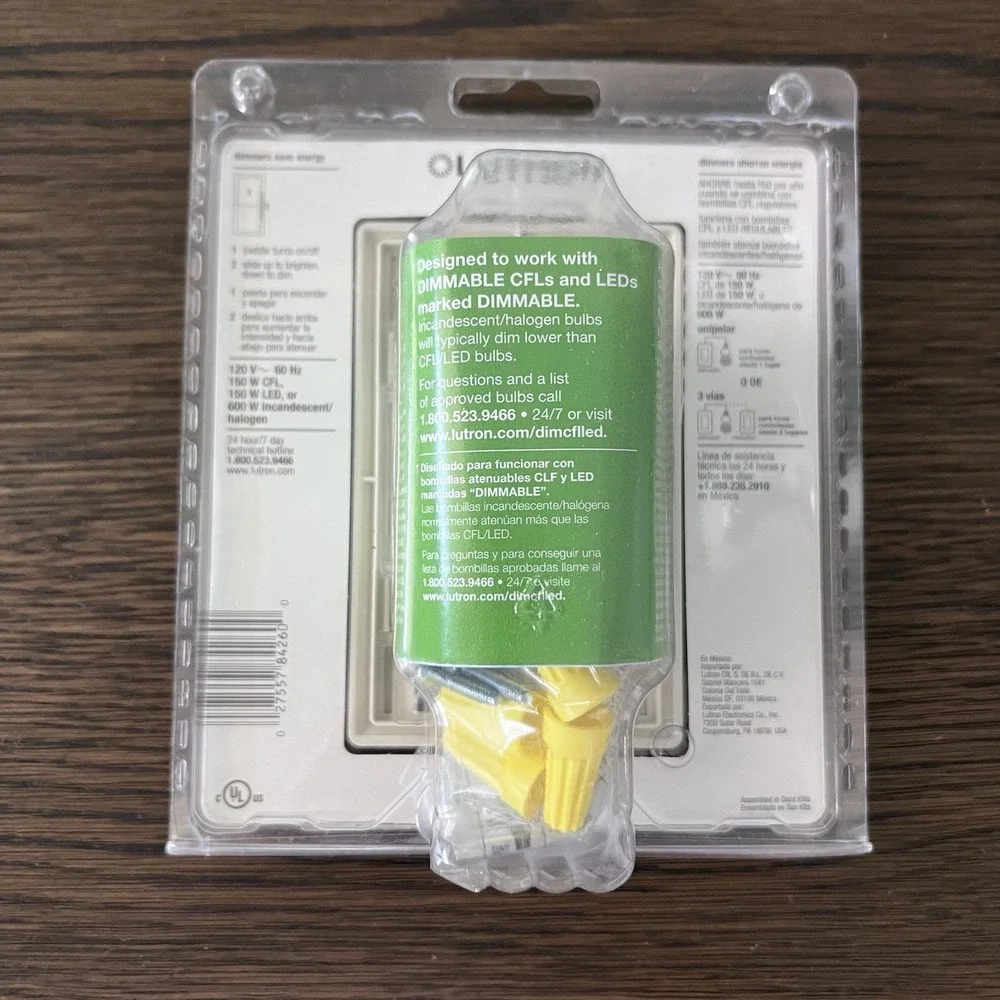 Lutron DVWCL-153PH-LA 150W Dimmer‎ Switch with Wallplate - Light Almond NEW